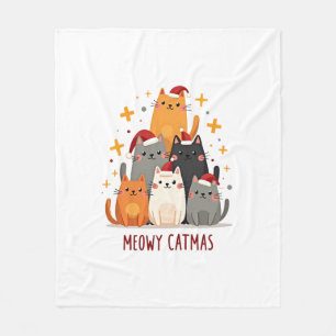 Meowy Catmas Cat Christmas Tree Xmas (1) Fleece Blanket