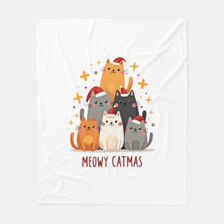 Meowy Catmas Cat Christmas Tree Xmas (1) Fleece Blanket