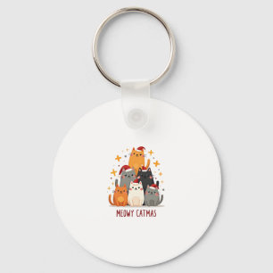 Meowy Catmas Cat Christmas Tree Xmas (1) Keychain