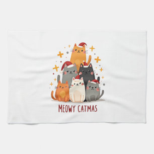 Meowy Catmas Cat Christmas Tree Xmas (1) Kitchen Towel