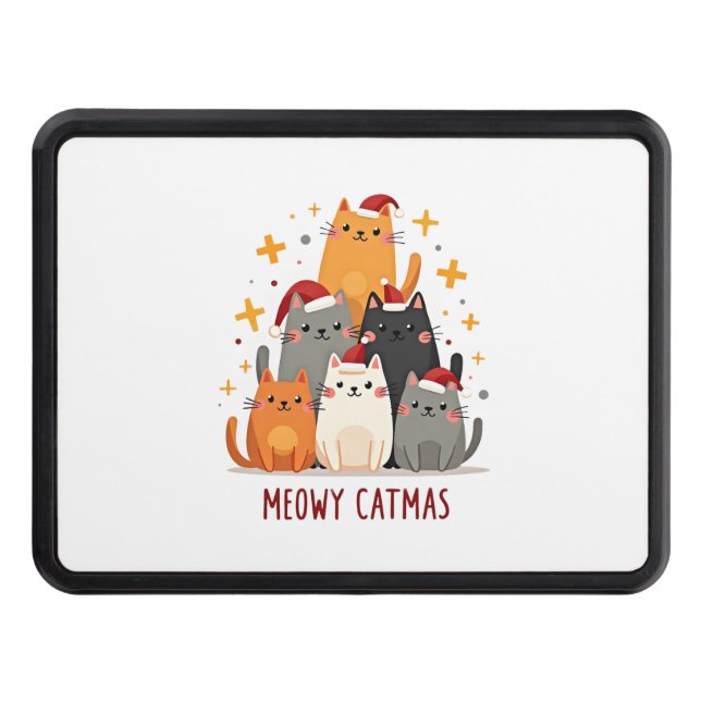 Meowy Catmas Cat Christmas Tree Xmas (1) Trailer Hitch Cover (Front)