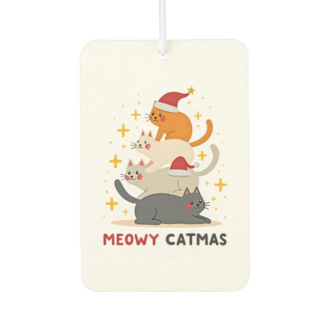 Meowy Catmas Cat Christmas Tree Xmas (2) Air Freshener (Front)