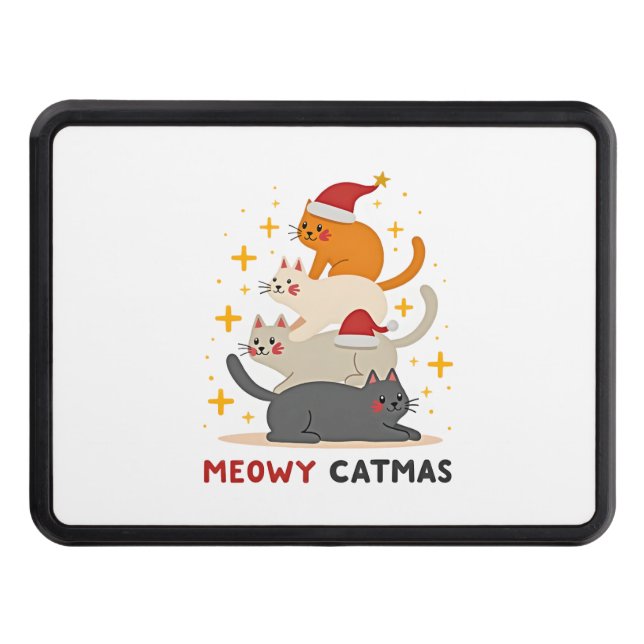 Meowy Catmas Cat Christmas Tree Xmas (2) Trailer Hitch Cover (Front)