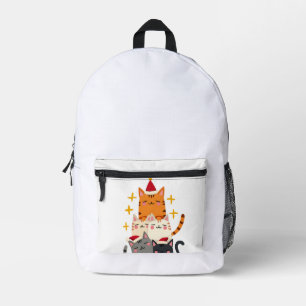 Meowy Catmas Cat Christmas Tree Xmas (3) Printed Backpack