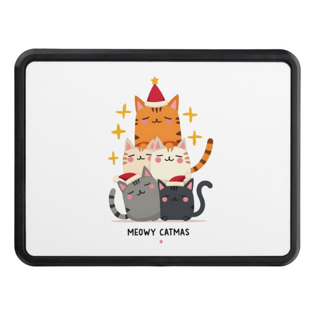 Meowy Catmas Cat Christmas Tree Xmas (3) Trailer Hitch Cover (Front)