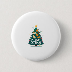 Meowy Catmas Cat Christmas Tree Xmas Funny Santa C 2 Inch Round Button