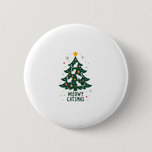 Meowy Catmas Cat Christmas Tree Xmas Funny Santa C 2 Inch Round Button
