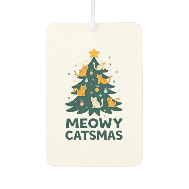 Meowy Catmas Cat Christmas Tree Xmas Funny Santa C Air Freshener (Front)
