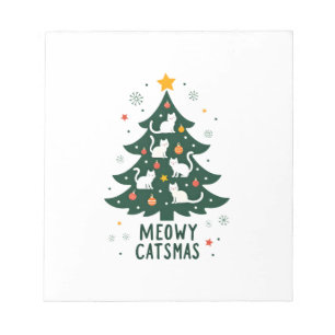 Meowy Catmas Cat Christmas Tree Xmas Funny Santa C Notepad