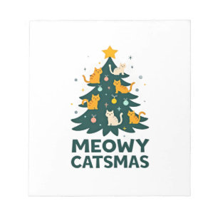 Meowy Catmas Cat Christmas Tree Xmas Funny Santa C Notepad