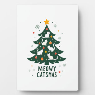 Meowy Catmas Cat Christmas Tree Xmas Funny Santa C Plaque