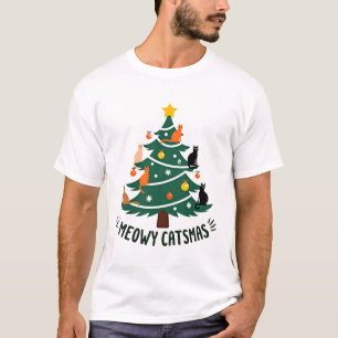 Meowy Catmas Cat Christmas Tree Xmas Funny Santa C T-Shirt