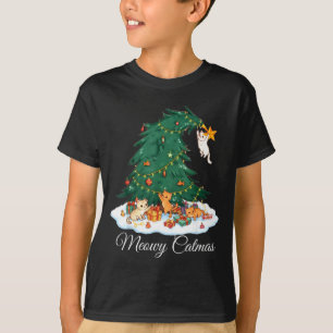 Meowy Catmas Cat Christmas Tree Xmas Funny Santa C T-Shirt