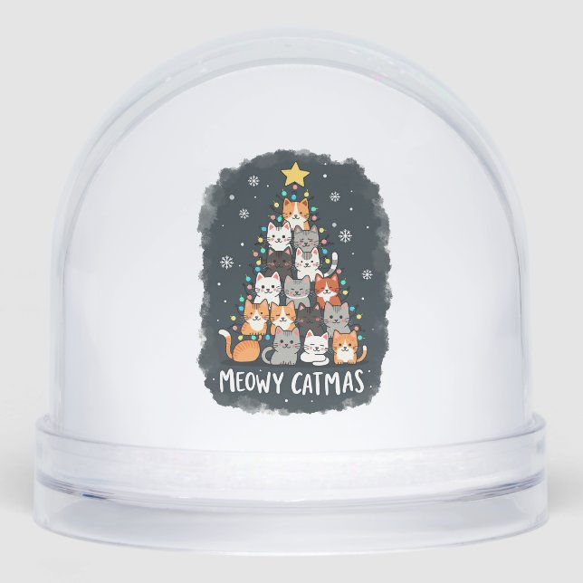 Meowy Catmas Cat Christmas Tree Xmas Girls Boys Fu (Avant)