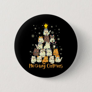 Meowy Catmas Cat Christmas Tree Xmas Girls Boys Fu 2 Inch Round Button