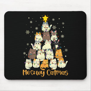 Meowy Catmas Cat Christmas Tree Xmas Girls Boys Fu Mouse Pad