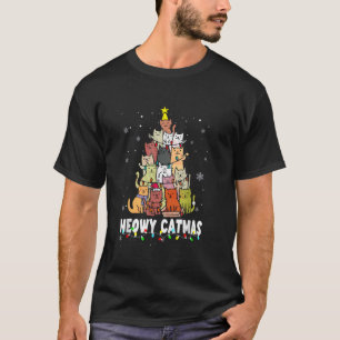 Meowy Catmas Cat Christmas Tree Xmas Girls Boys Fu T-Shirt