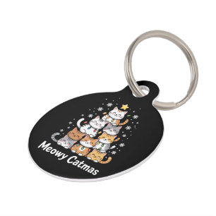 Meowy Catmas Cat Christmas Tree Xmas Santa Pet Tag