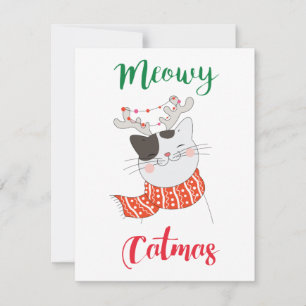 Meowy Catmas, Cat Merry Christmas  Holiday Card
