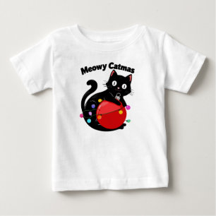 Meowy Catmas - Cat with Christmas ornament Baby T-Shirt