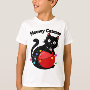 Meowy Catmas - Cat with Christmas ornament T-Shirt