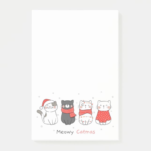Meowy Catmas Christmas Cats Post-it Notes (Front)