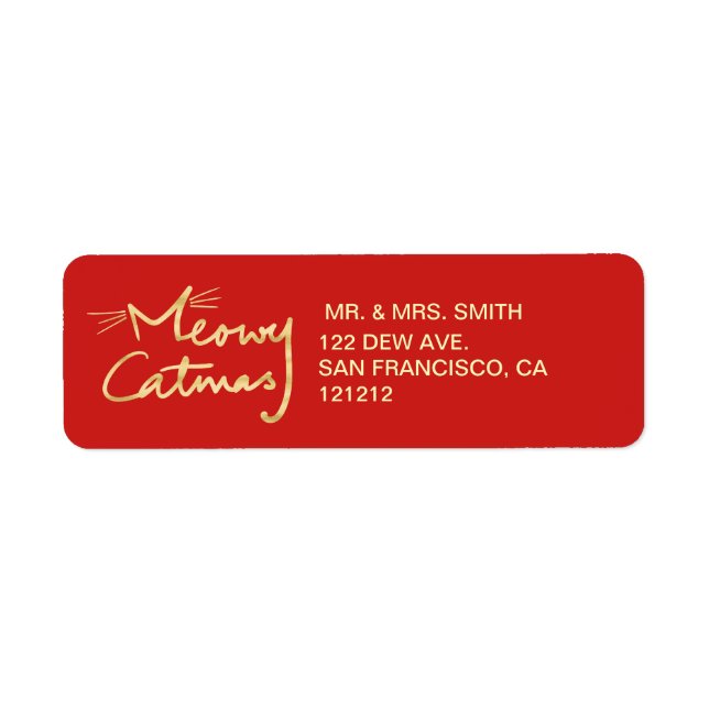 Meowy Catmas Custom Festive Red Return Address (Front)