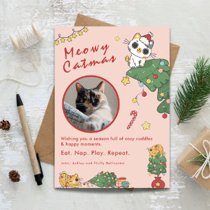 Meowy Catmas Cute Cat Christmas Photo Holiday Card