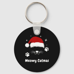 Meowy Catmas Cute Kitten Cats Santa Hat Christmas  Keychain