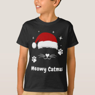 Meowy Catmas Cute Kitten Cats Santa Hat Christmas T-Shirt