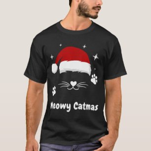 Meowy Catmas Cute Kitten Cats Santa Hat Christmas T-Shirt