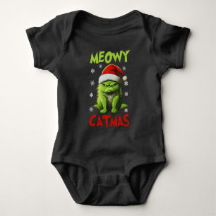 Meowy Catmas Funny Cat Christmas Gifts Cat Lovers Baby Bodysuit