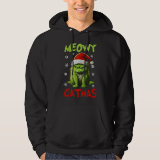 Meowy Catmas Funny Cat Christmas Gifts Cat Lovers Hoodie