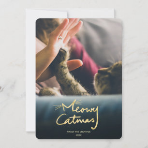 Meowy Catmas   Funny Chat - Carte photo de Noël
