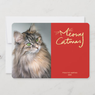 Meowy Catmas Funny Chat Photo Carte de Noël
