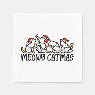 Meowy Catmas Funny Santa Cats Xmas Season Napkin