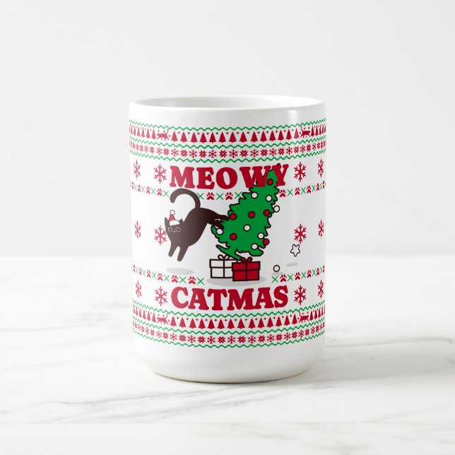 Meowy Catmas Holiday Design – Festive and Fun Coffee Mug (Center)