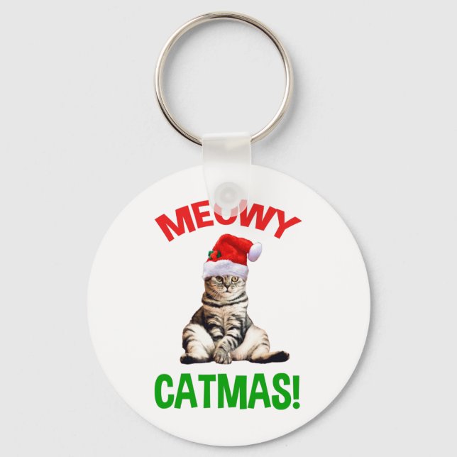 Meowy Catmas! Keychain (Front)