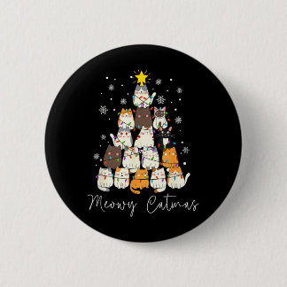 Meowy Catmas Light Santa Funny Christmas Cat Lover 2 Inch Round Button