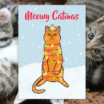 Meowy catmas pun funny cat Christmas lights flat Holiday Card<br><div class="desc">Put a smile on a face with this funny orange cat Christmas and holiday card! - Simply click to personalize this design 🔥 My promises - This design has unique hand drawn elements (drawn my me!) - It is designed with you in mind 🙏 Thank you for supporting my small...</div>