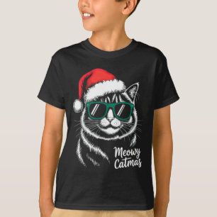 Meowy Catmas Santa Hat Cat Christmas Xmas T-Shirt