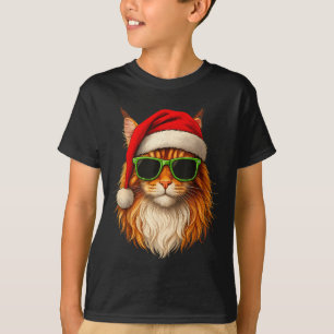 Meowy Catmas Santa Hat Maine Coon Cat Christmas Pa T-Shirt
