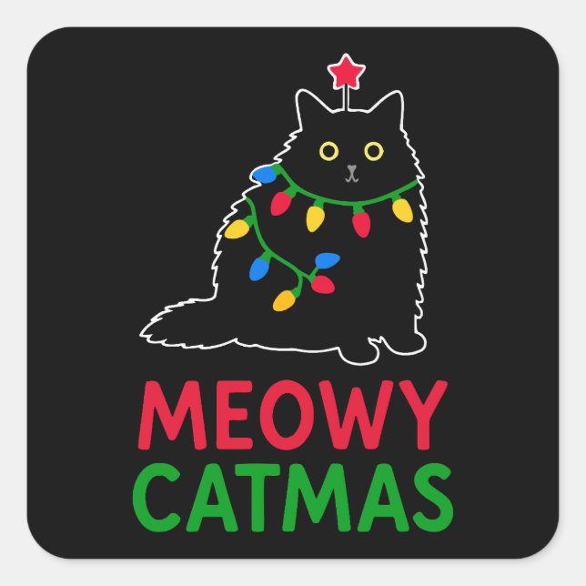 Meowy Catmas Square Sticker (Front)