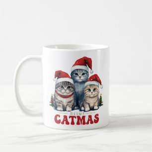 Meowy CaTMas Three SMiling Cats Coffee Mug