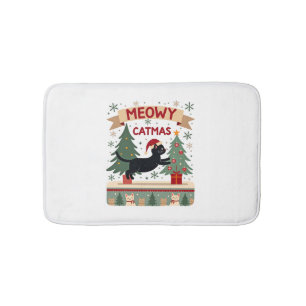 Meowy Catmas, Ugly Christmas Sweater, Cat Christma Bath Mat