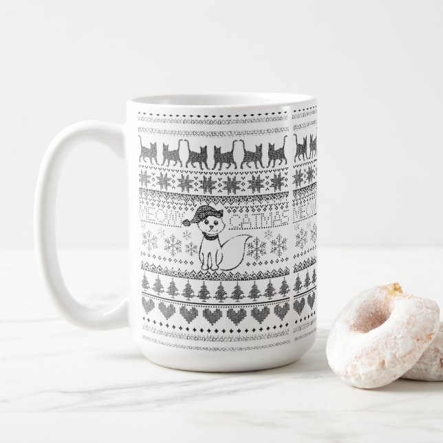 Meowy CatmasCat Doux laide T-shirt Mug (Avec donut)