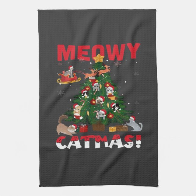 Meowy Chirstmas Kitchen Towel (Vertical)