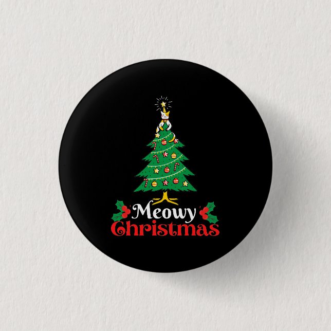 Meowy Christmas  1 Inch Round Button (Front)