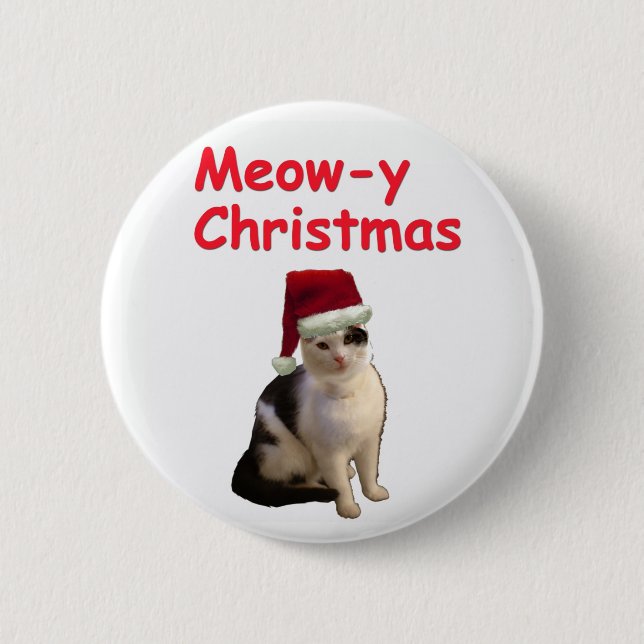 Meowy Christmas 2 Inch Round Button (Front)