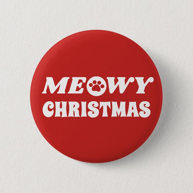 Meowy Christmas 2 Inch Round Button (Front)